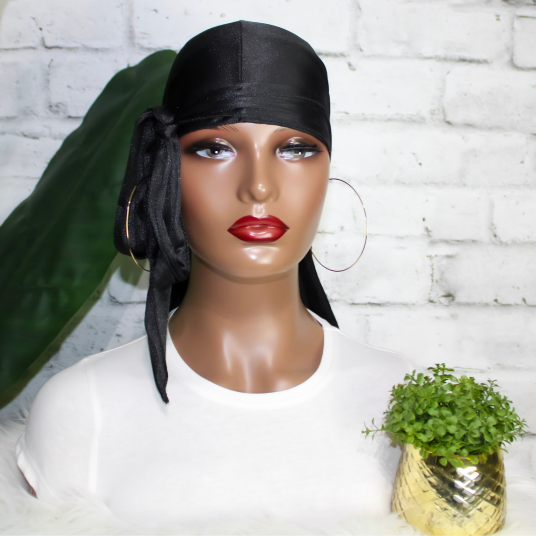 Premium SIlky Satin Durag | Black