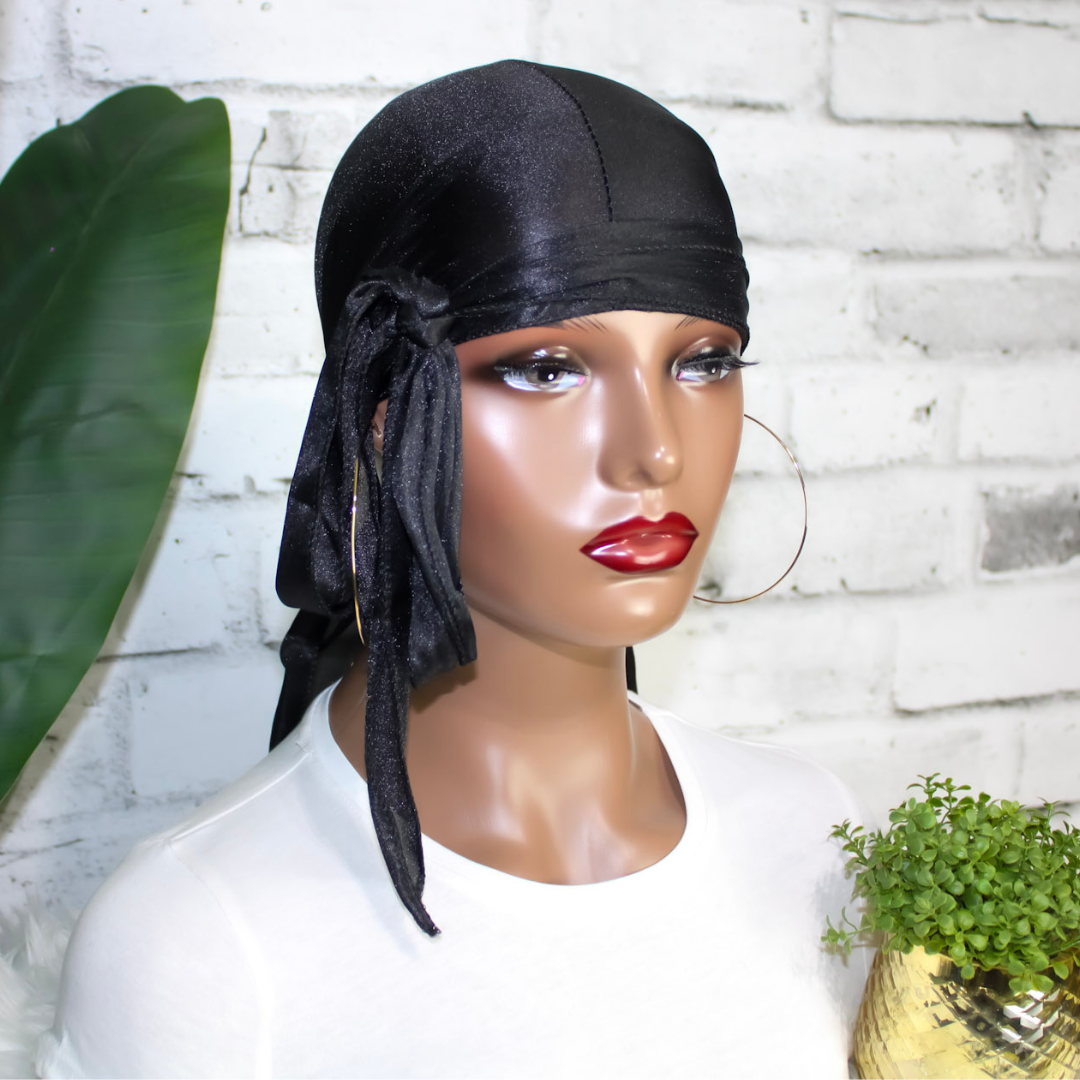 Premium SIlky Satin Durag | Black