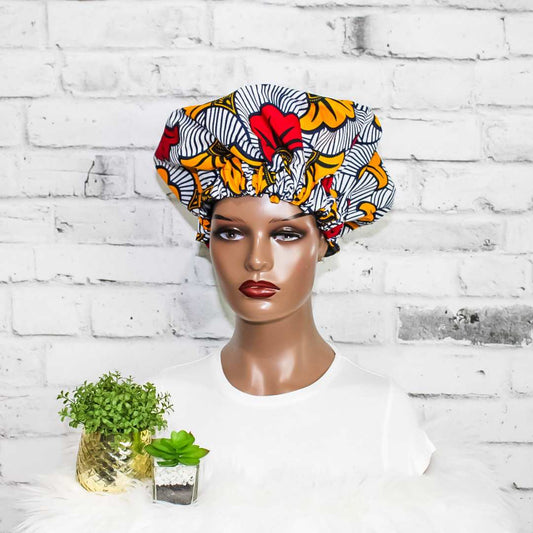 Cari African Print Satin Bonnet