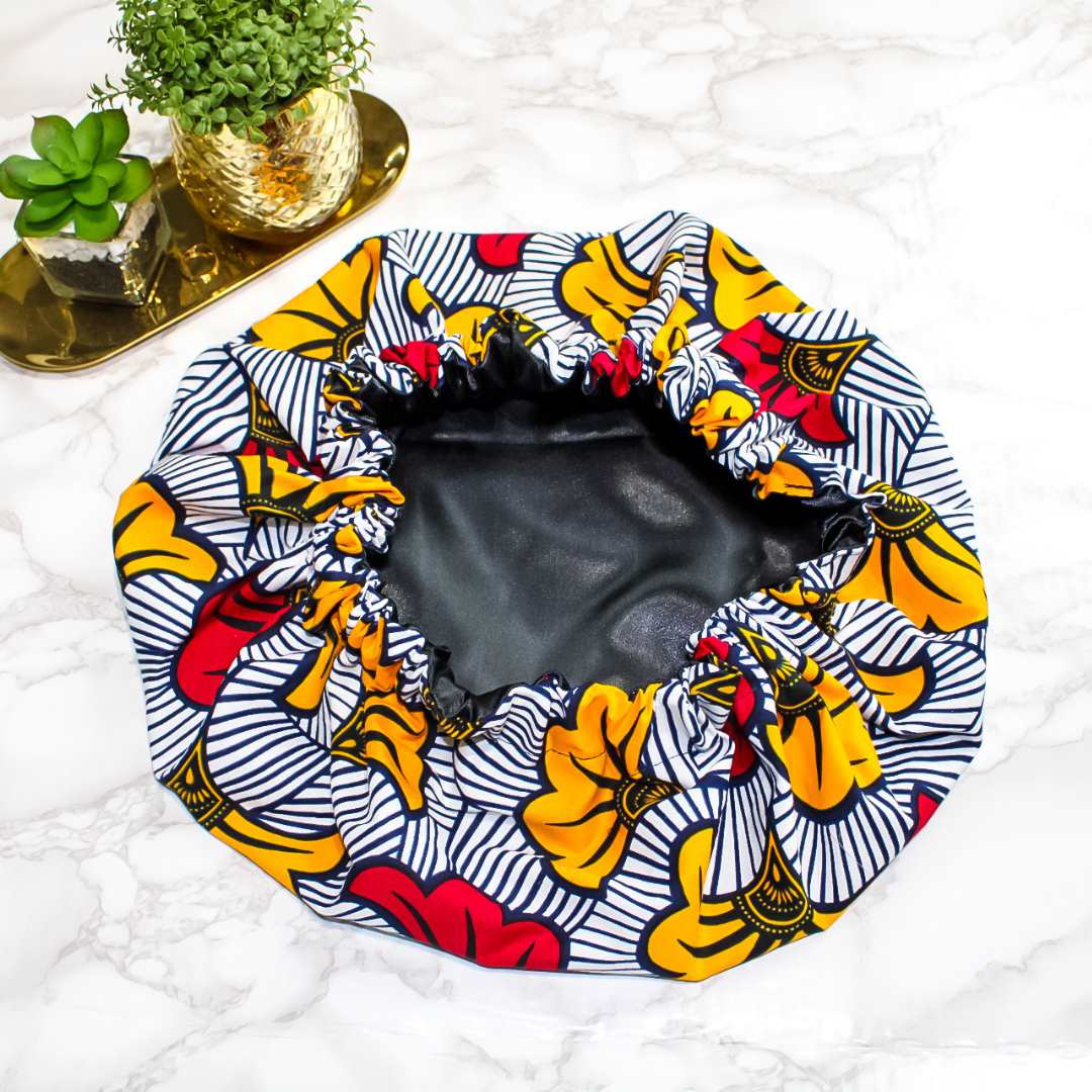 Cari African Print Satin Bonnet