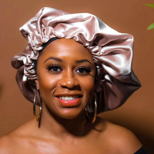 Champagne Double Layer Satin Hair Bonnet