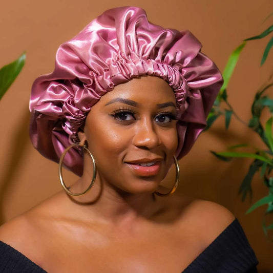 Dusty Rose Double Layered Satin Hair Bonnet