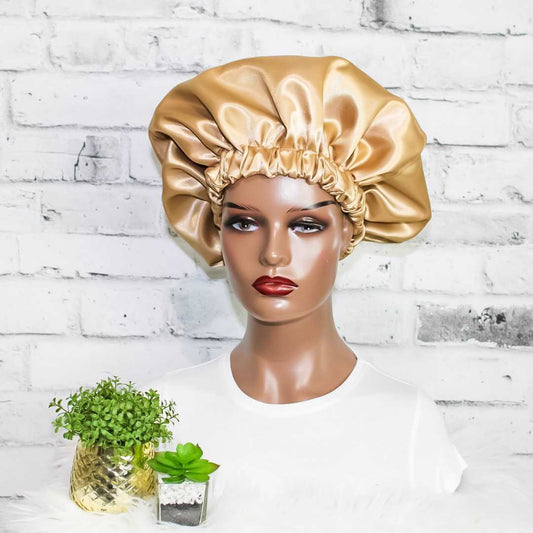 Gold Double Layer Satin Hair Bonnet