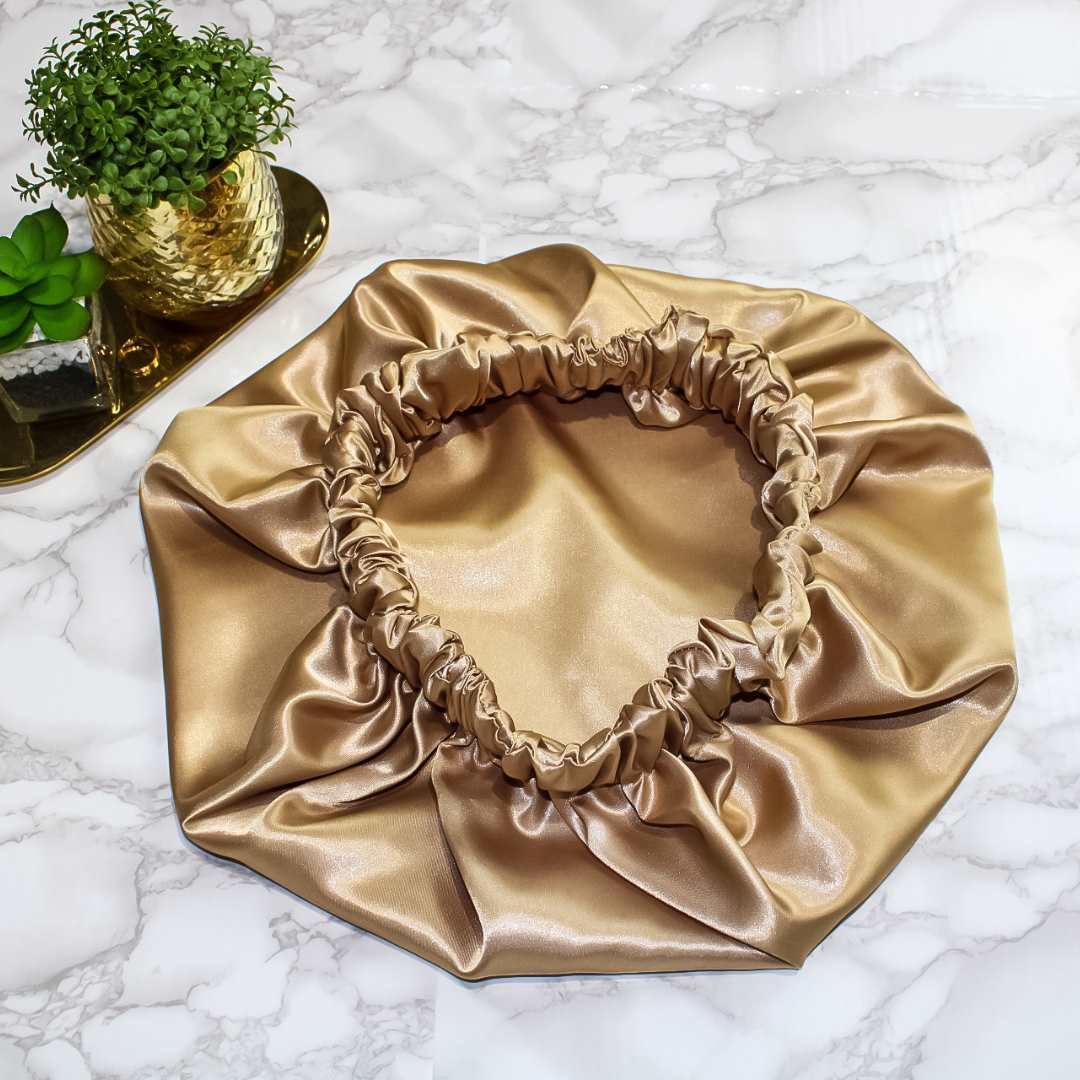 Gold Double Layer Satin Hair Bonnet