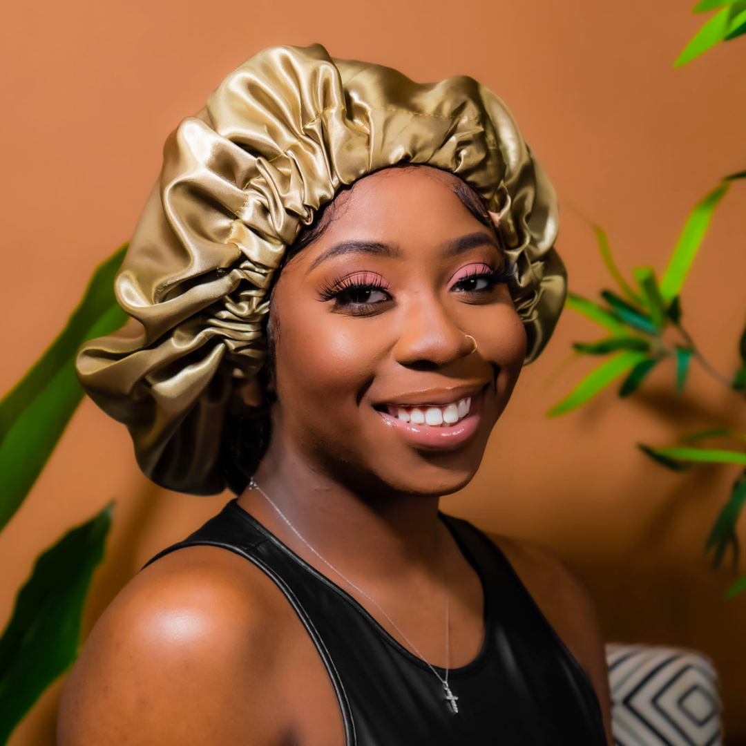 Satin Hair Bonnet | Two-Toned Double Layered | Olive