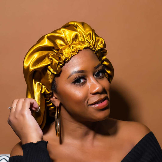 Mustard Double Layered Satin Hair Bonnet