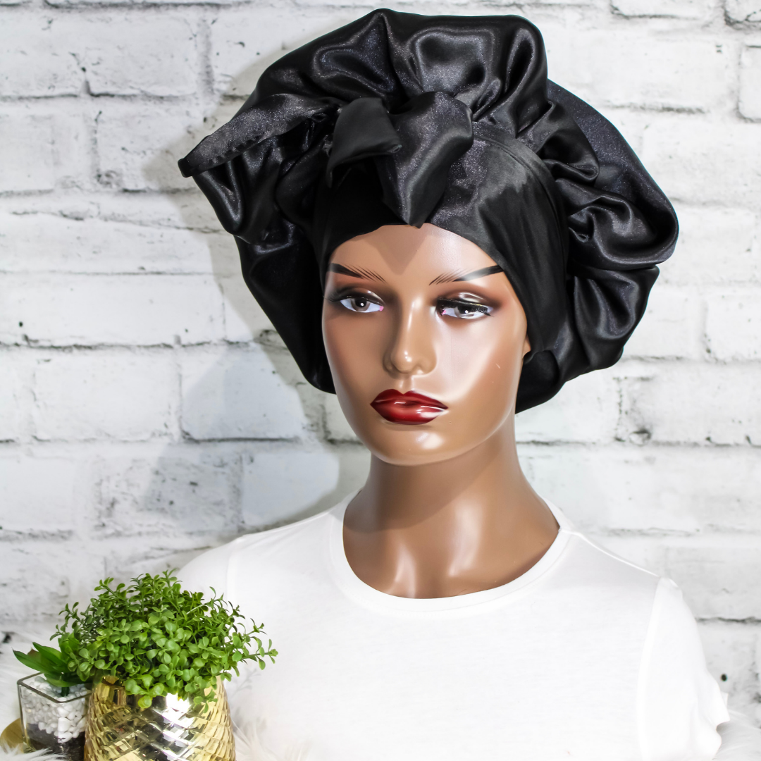 Premium Satin Bonnet - Brooke (black) | Satin Bonnets For Natural Hair