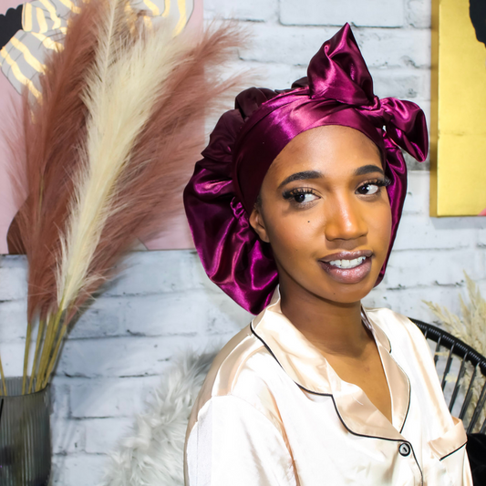 Premium Satin Bonnet - Dominique | Satin Bonnets For Natural Hair