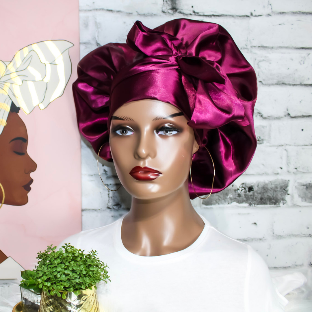 Premium Satin Bonnet - Dominique | Satin Bonnets For Natural Hair