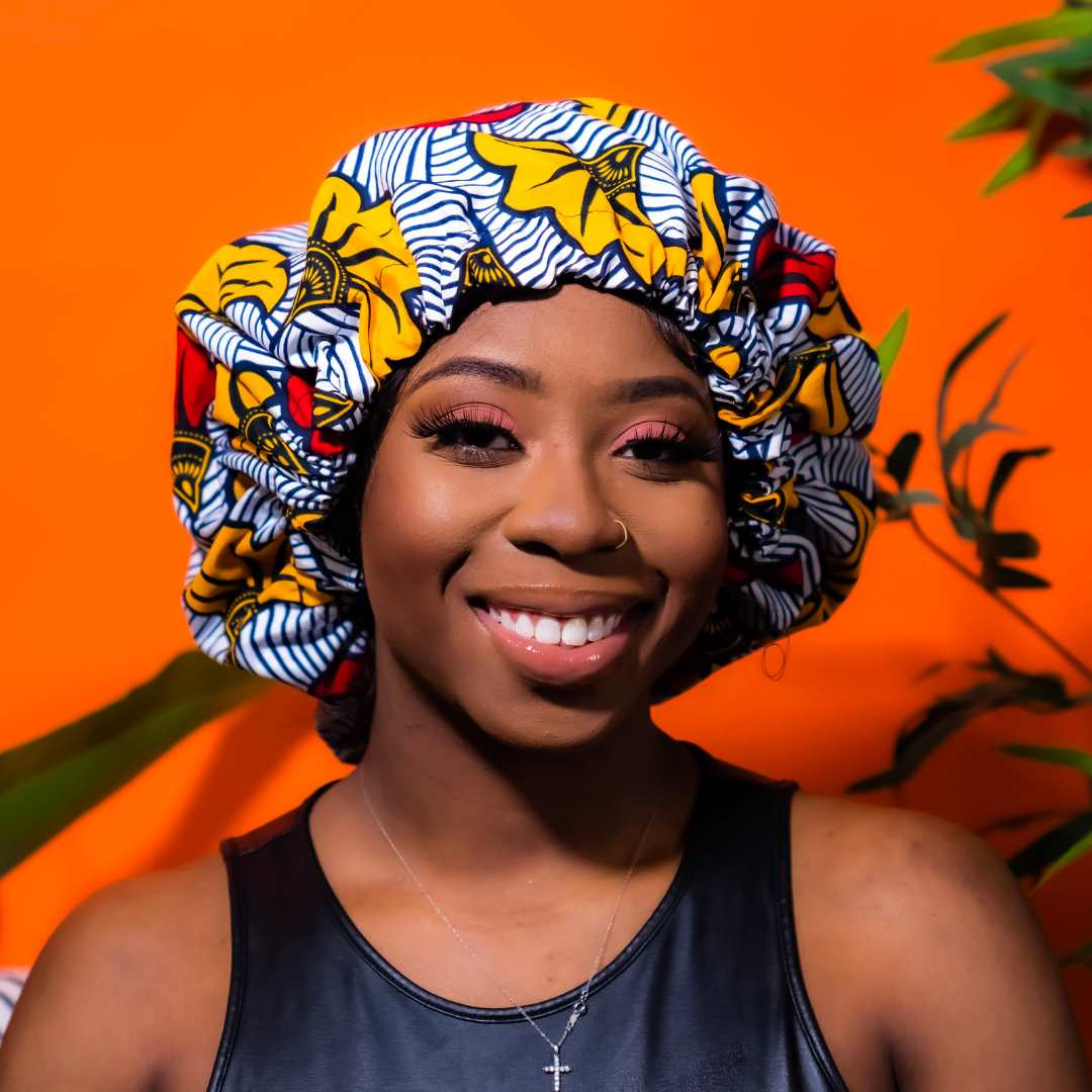 Cari African Print Satin Bonnet