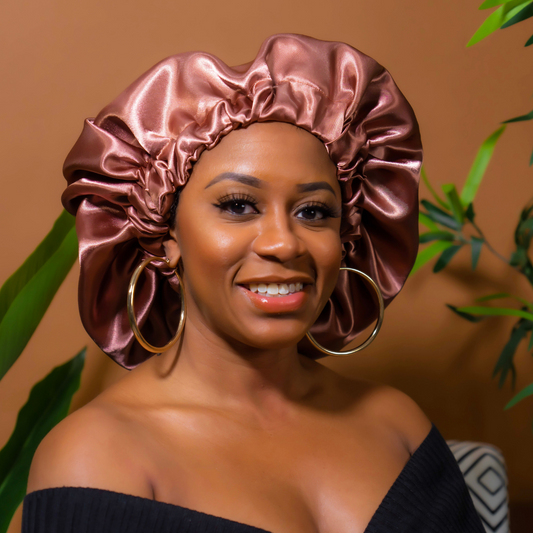Satin Hair Bonnet | Double Layer | Rose Gold