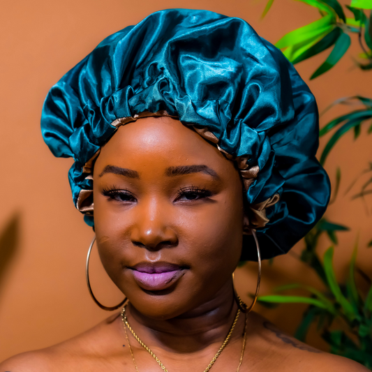 Satin Hair Bonnet | Two-Toned Emerald