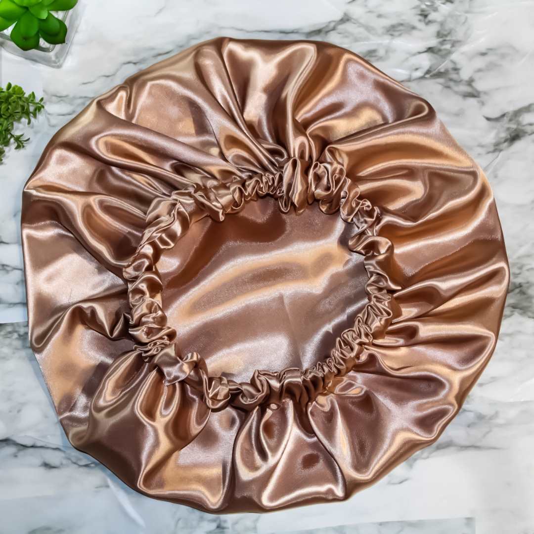 Champagne Double Layer Satin Hair Bonnet - RHE