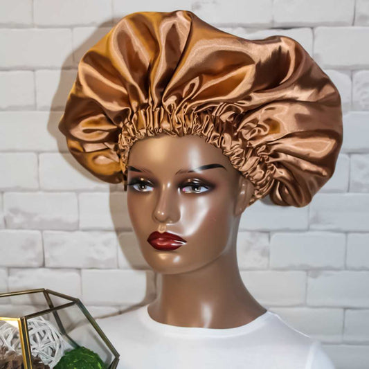Champagne Double Layer Satin Hair Bonnet - RHE