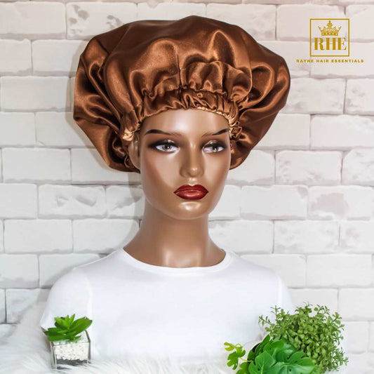 Chocolate Drip Double Layer Satin Hair Bonnet - RHE