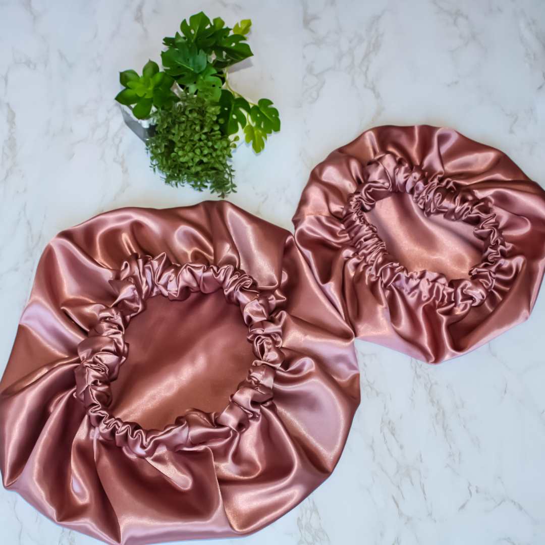 Mommy and Mini-Me Satin Hair Bonnet Set: Dusty Pink - RHE