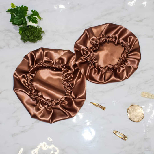 Mommy and Mini-Me Satin Hair Bonnet Set: Rose Gold - RHE
