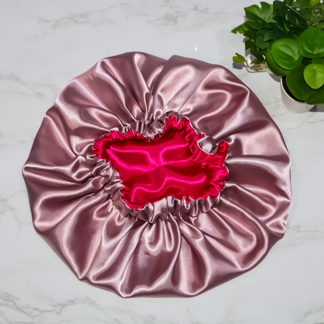 Pink Desire: Adult Two-Toned Satin Hair Bonnet - RHE