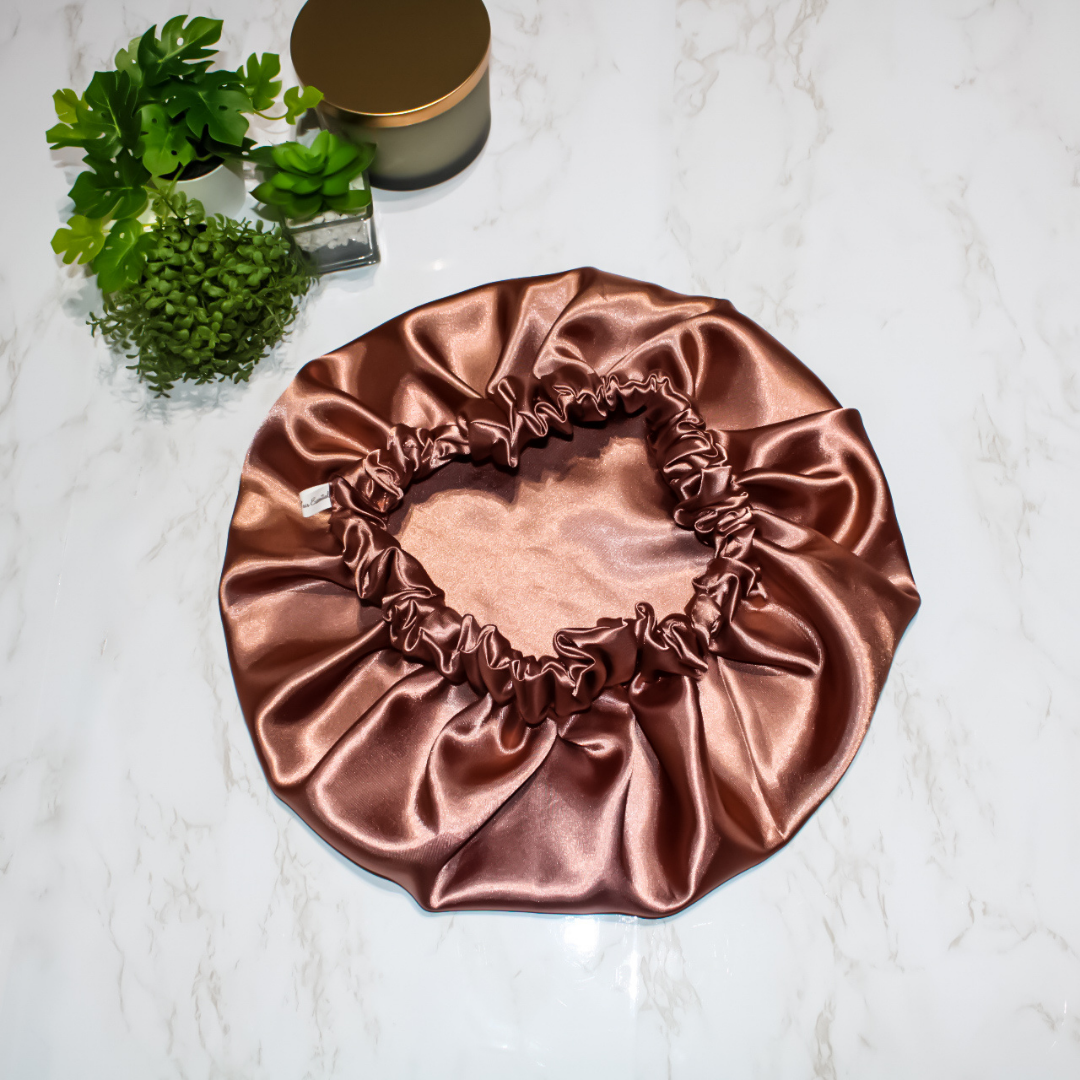 Rose Gold Double Layered Satin Hair Bonnet - RHE
