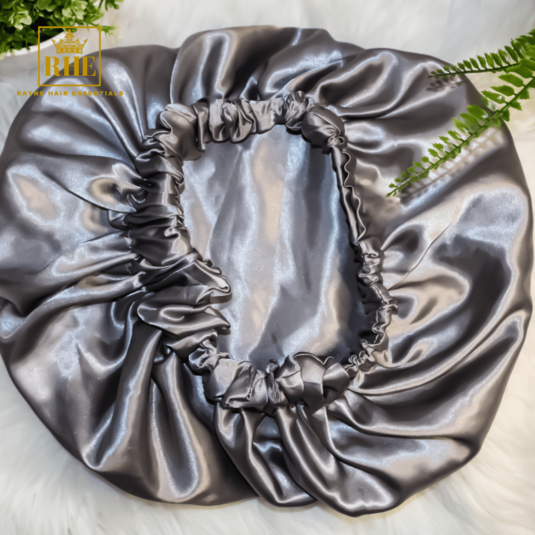 Silver Double Layer Satin Hair Bonnet - RHE
