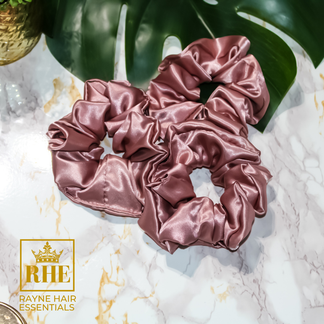Three Luxurious Satin Scrunchies - Dusty Rose Scrunchies - RHE