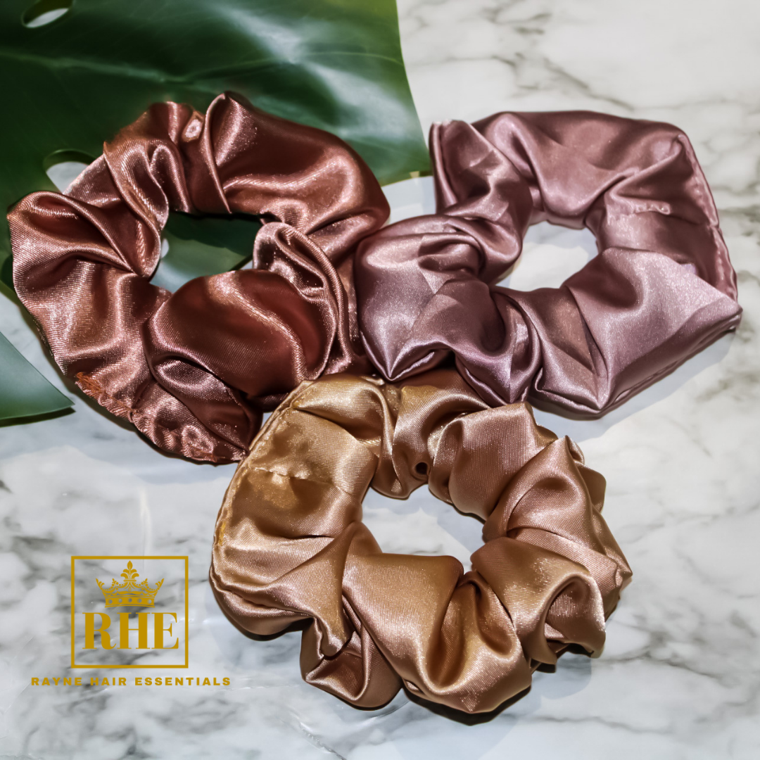 Three Luxurious Satin Scrunchies - Nude Babe Scrunchies - RHE