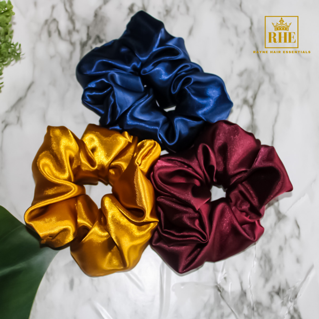 Three Luxurious Satin Scrunchies - Toni - RHE