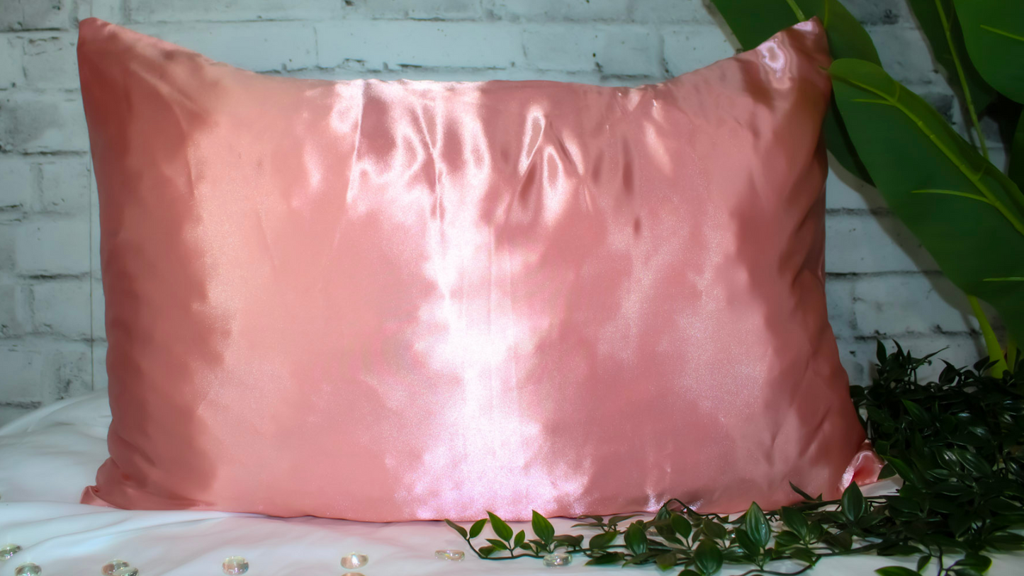 Silky Satin Pillowcase: Pink Peach