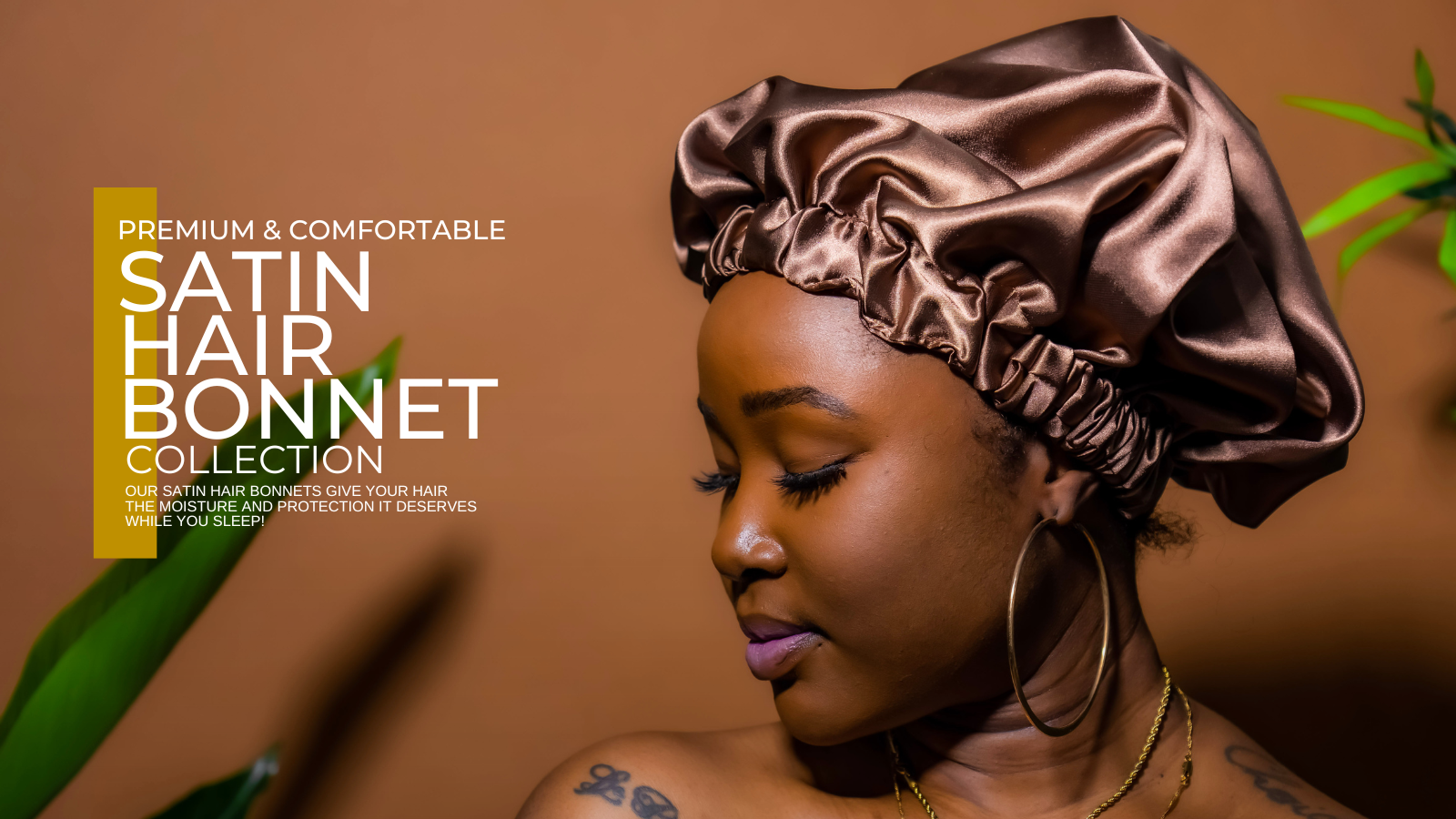 Premium Satin Hair Bonnet Collection our satin hair bonnets give your hair the moisture and protection it deserves while you sleep!
