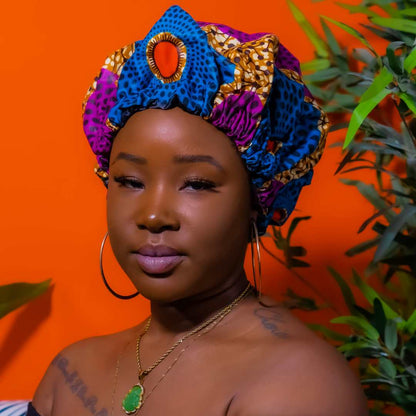 Bisa African Print Satin Bonnet