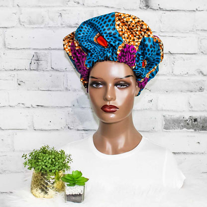 Bisa African Print Satin Bonnet