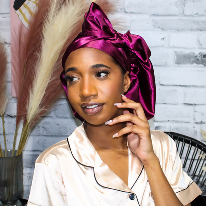 Premium Satin Bonnet - Dominique | Satin Bonnets For Natural Hair