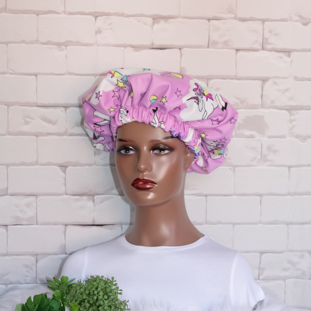 Purple Unicorn Children Satin Hair Bonnet - RHE