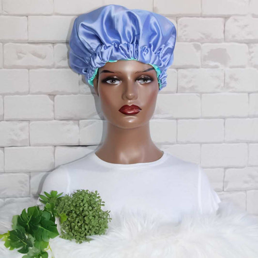 Aqua Girl: Two-Toned Satin Children Hair Bonnet - RHE