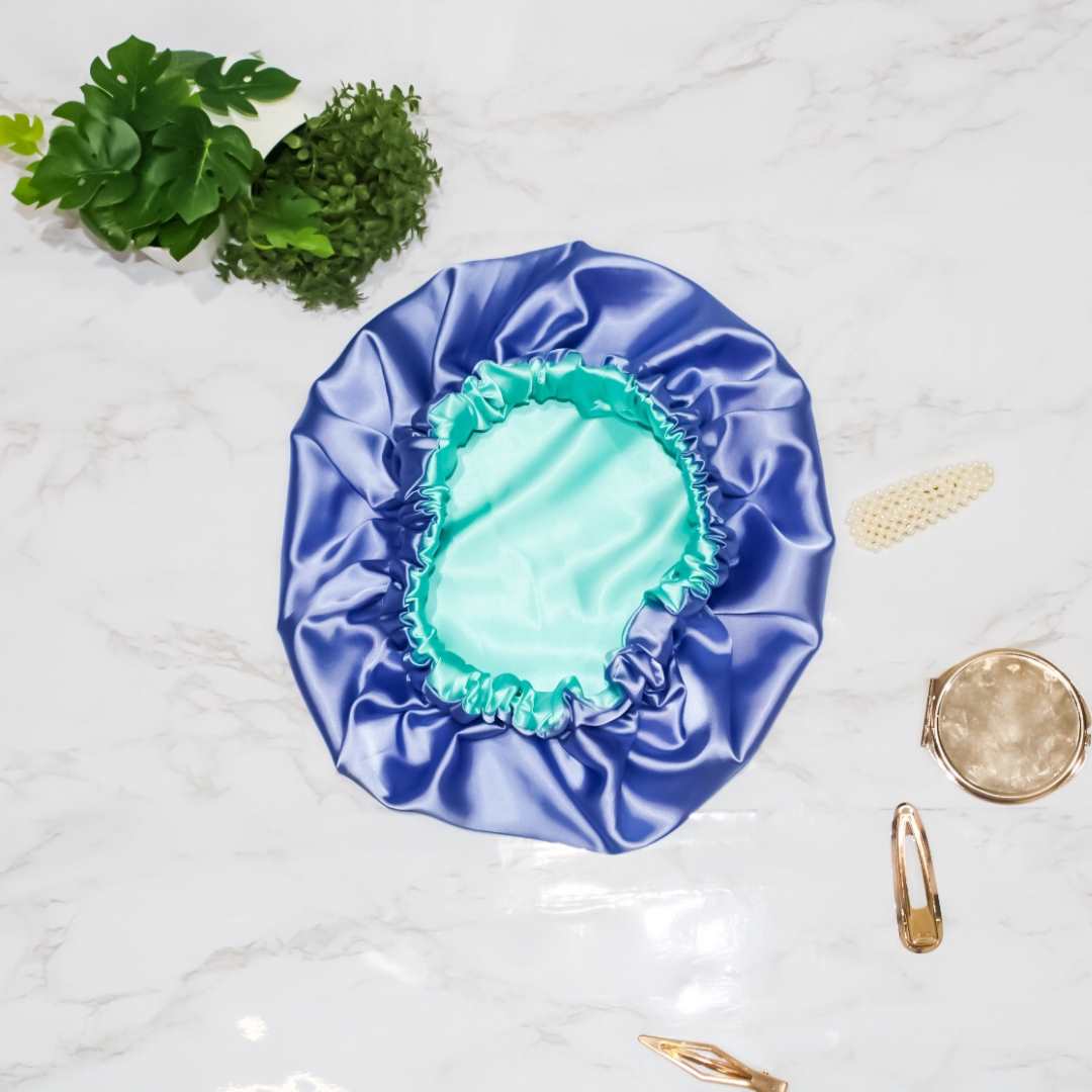 Aqua Girl: Two-Toned Satin Children Hair Bonnet - RHE