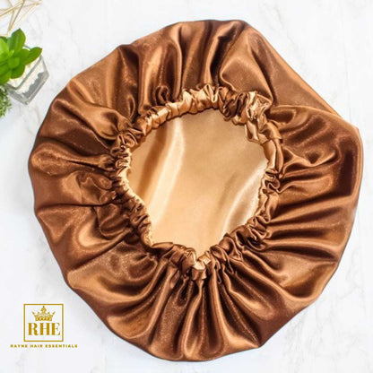 Chocolate Drip Double Layer Satin Hair Bonnet - RHE
