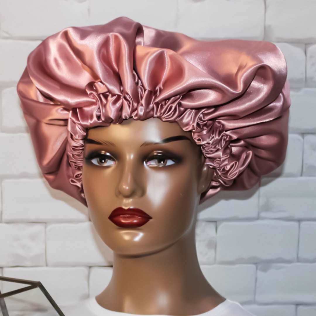 Dusty Rose Double Layered Satin Hair Bonnet - RHE