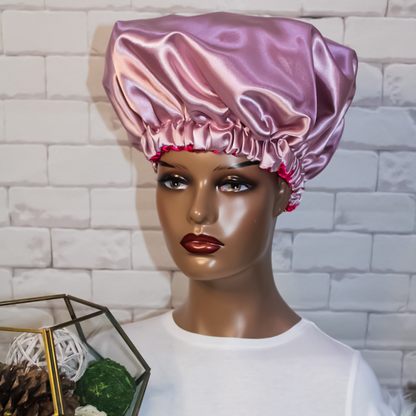 Pink Desire: Adult Two-Toned Satin Hair Bonnet - RHE