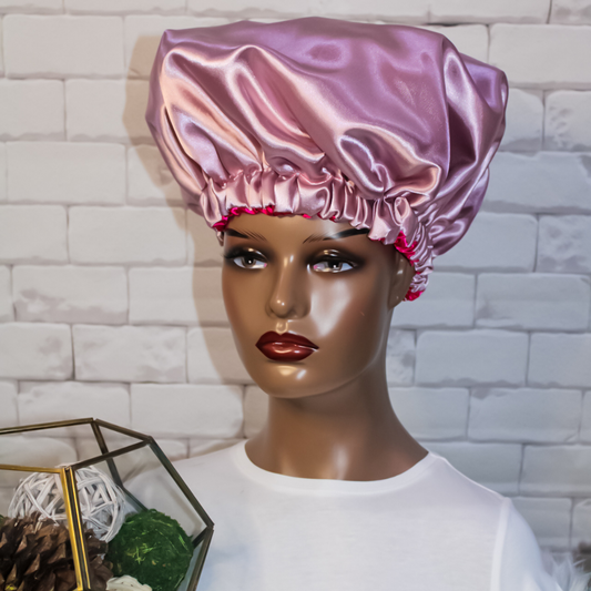 Pink Desire: Two-Toned Satin Children Hair Bonnet - RHE