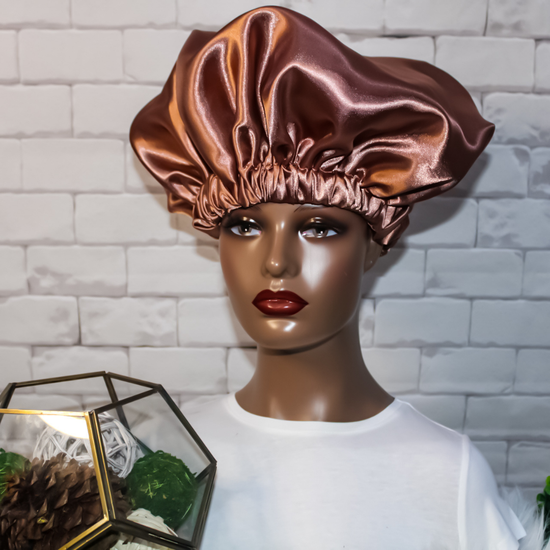Rose Gold Double Layered Satin Hair Bonnet - RHE