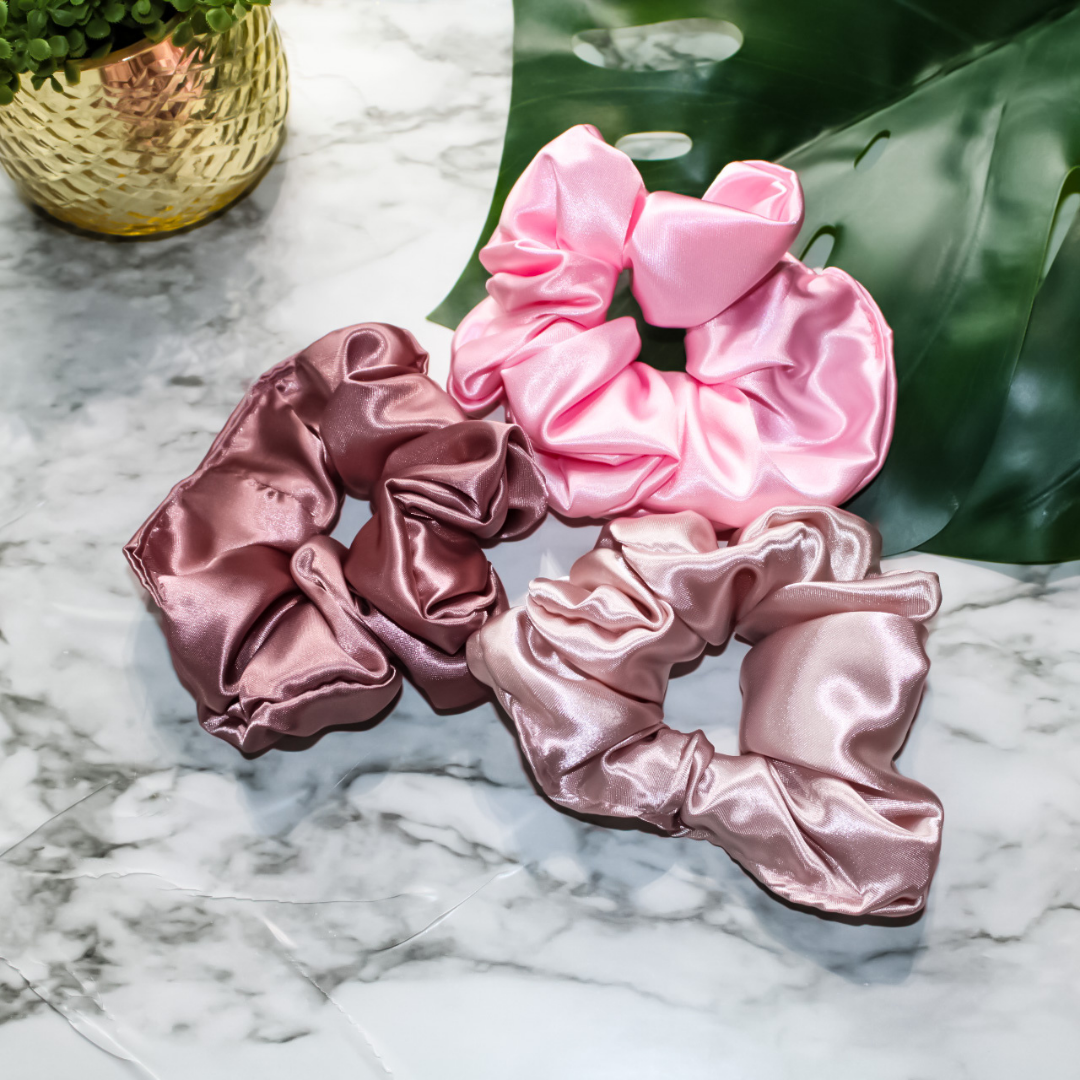 Three Luxurious Satin Scrunchies - Ari - RHE