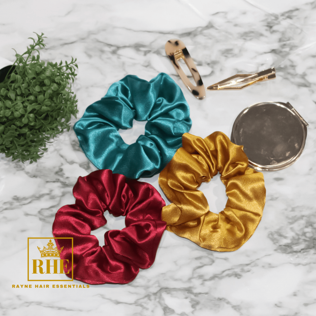 Three Luxurious Satin Scrunchies - Colour Pop - RHE
