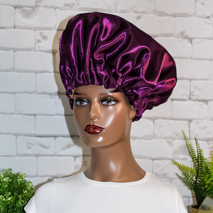 Two-Toned Purple and Gold Satin Hair Bonnet - RHE